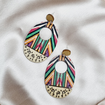 Load image into Gallery viewer, Funky Hand Painted Oval Earrings