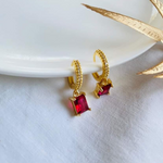 Load image into Gallery viewer, Square Ruby Stud Earrings