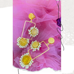 Load image into Gallery viewer, Yellow & Peach Druzy Stone Statement Earrings