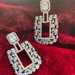 Load image into Gallery viewer, Rose Gold & White American Diamond Studded Classic Drop Earrings