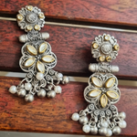 Load image into Gallery viewer, Black Polish Kundan Earrings