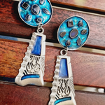 Load image into Gallery viewer, Black Polish Blue Meena Trendy Earrings