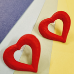 Load image into Gallery viewer, Funky Big Heart Stud Earrings