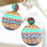 Load image into Gallery viewer, Wooden Round Funky Drop Earrings