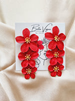Load image into Gallery viewer, PAIRED PERIWINKLES - STATEMENT EARRINGS (RED)