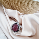 Load image into Gallery viewer, Aventurine Stone Studded Oxidised Adjustable Ring