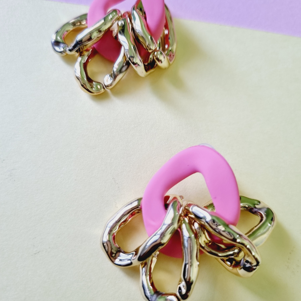 Trendy Golden Hoop Stud Earrings