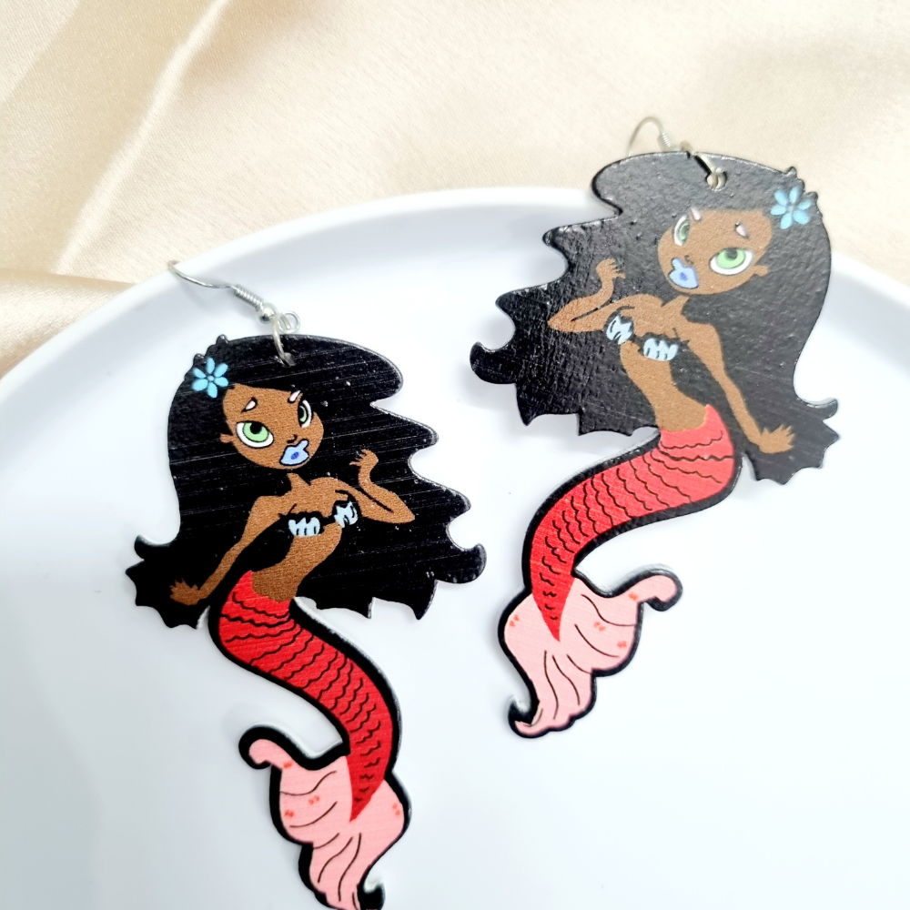 Funky Handpainted Ariel Mermaid Earrings