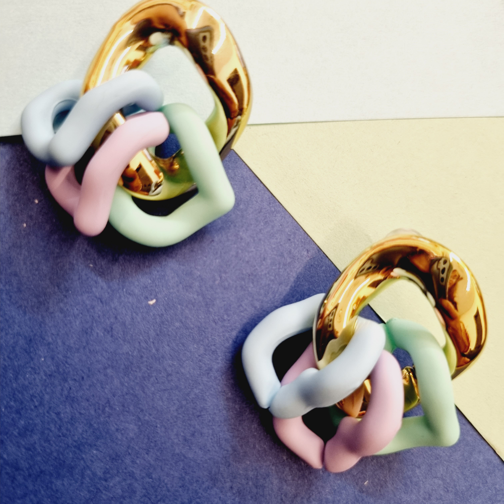 Trendy Golden Hoop Stud Earrings