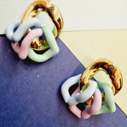 Trendy Golden Hoop Stud Earrings