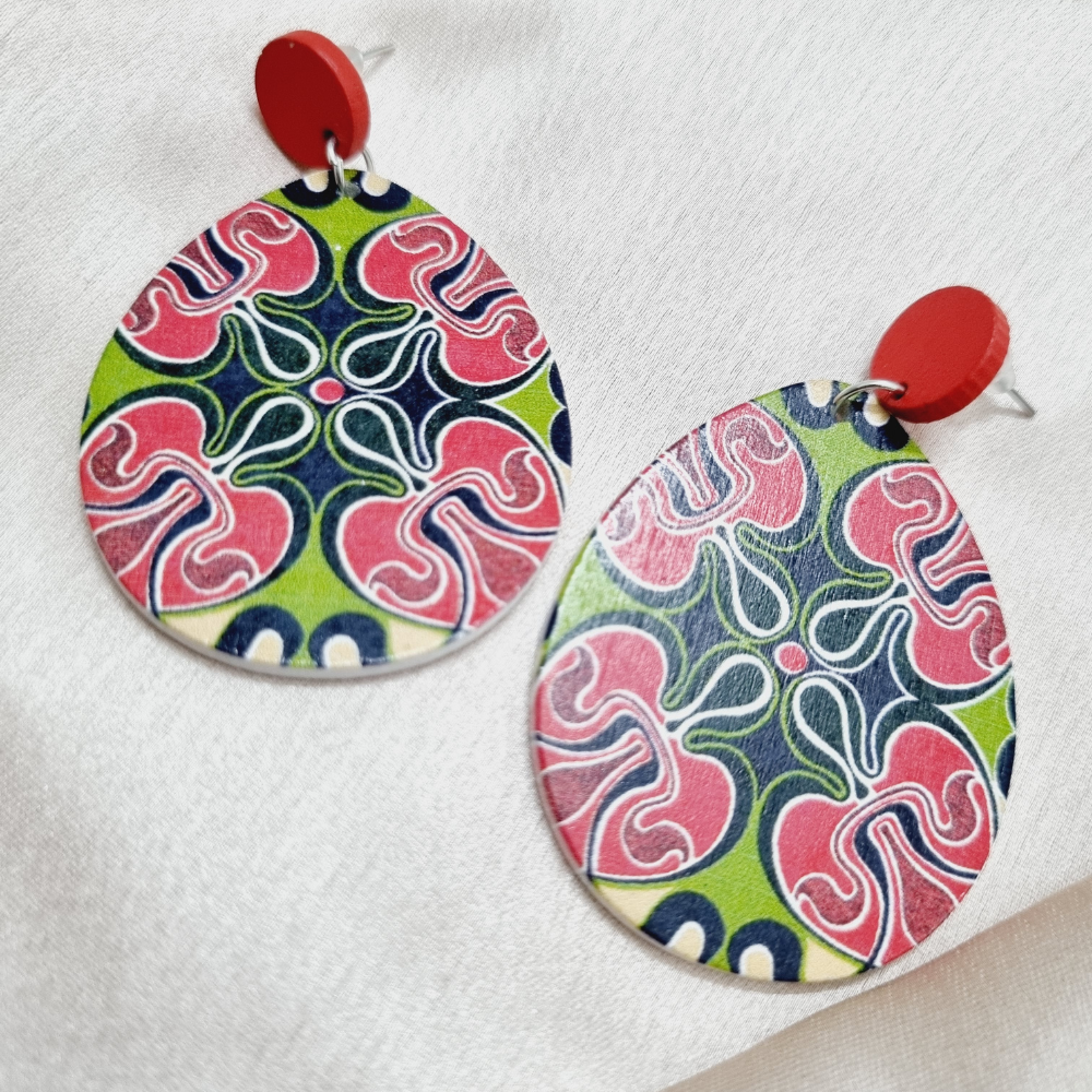 Funky Handpainted Floral Earrings