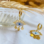 Load image into Gallery viewer, Evil eye drop studs- ANTI-TARNISH
