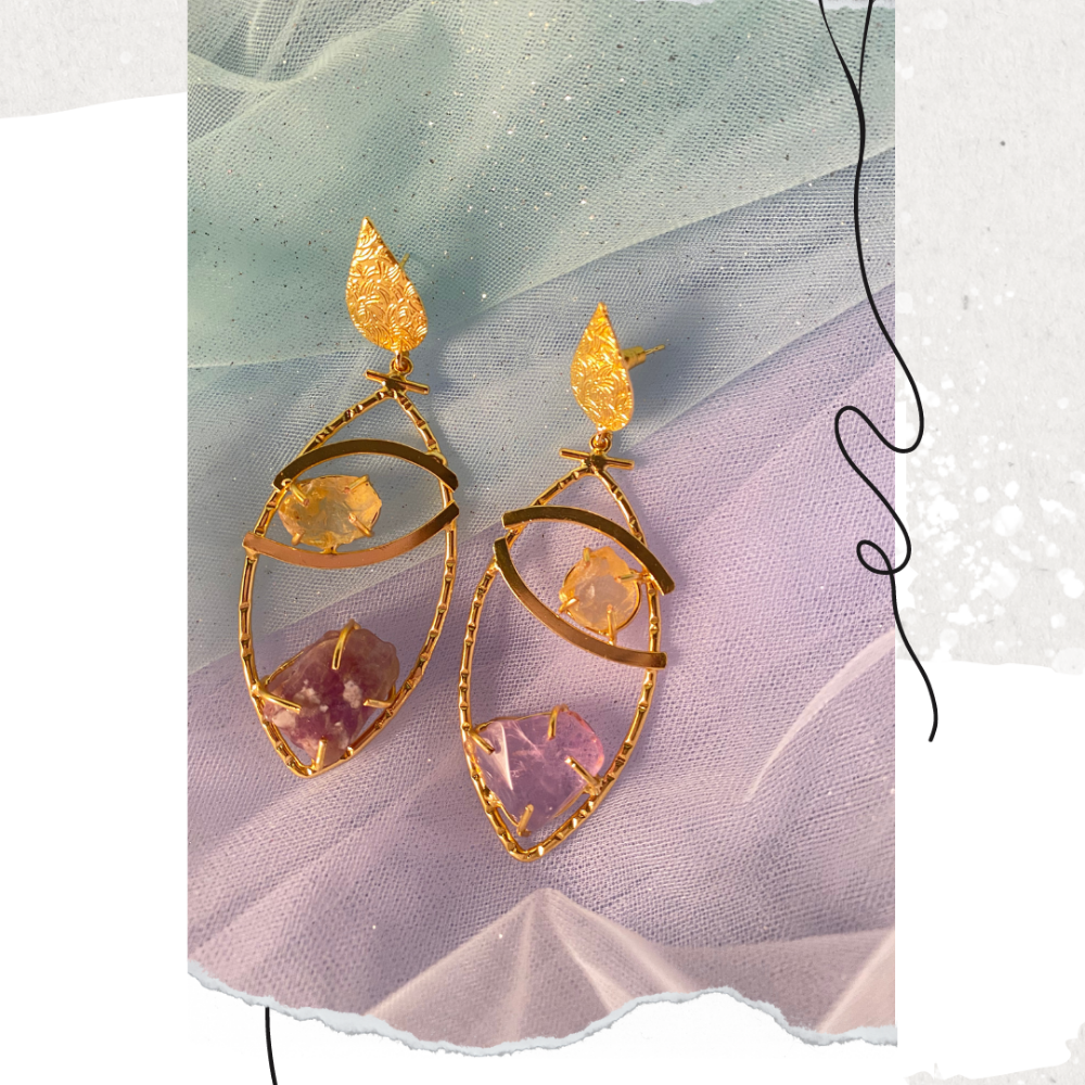Stunning Raw Stone Amethyst Earrings