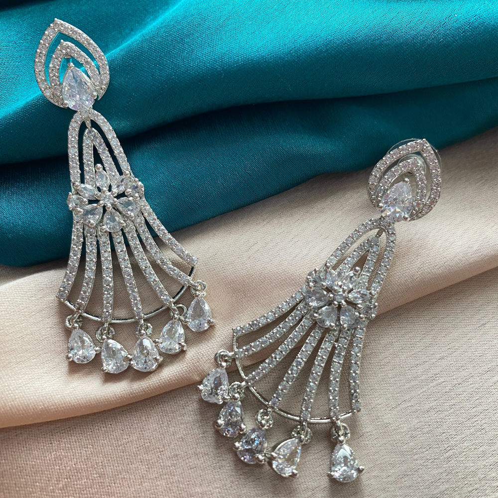 White Contemporary Drop Earrings