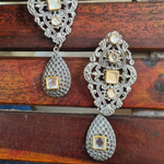 Load image into Gallery viewer, Black Polish Kundan Studded Earrings

