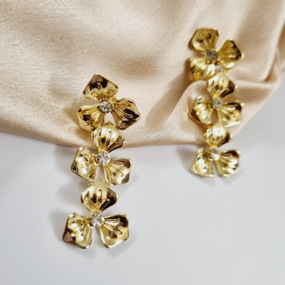 Floral Triple Drop Earrings